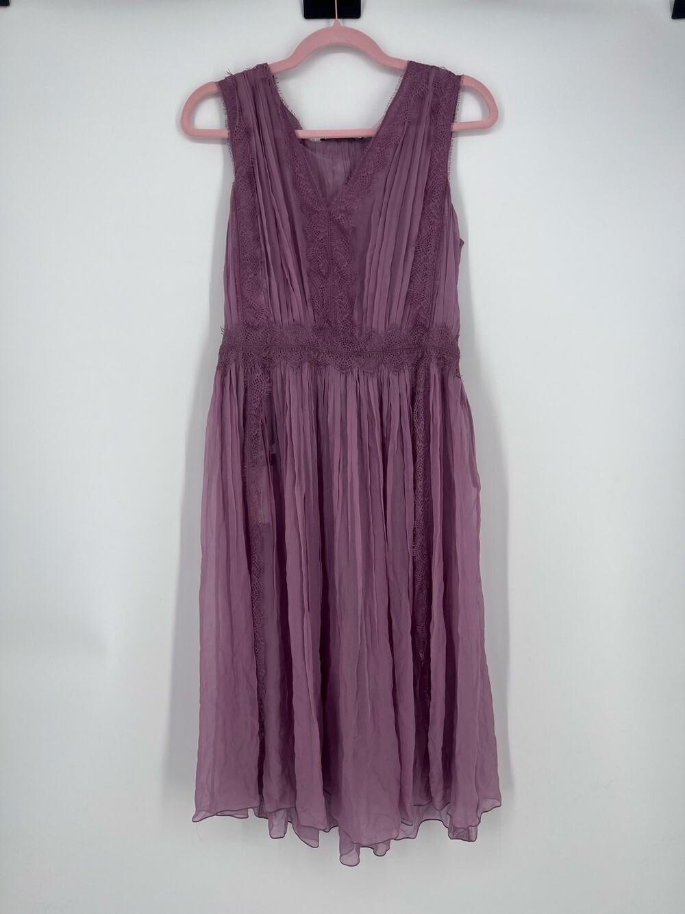 Alberta Ferretti Lace Trimmed Silk Dress Size 44 / US 8